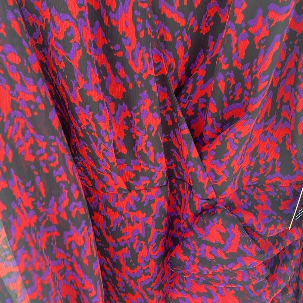 NWT Express Abstract Print Faux Wrap Ruffle Mini Dress Sz M - Picture 8 of 14